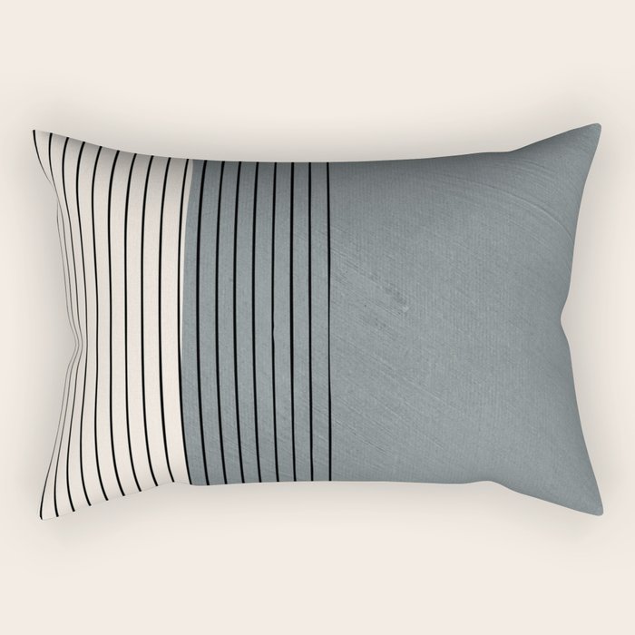 Gray Color Block Black Lines Minimal Artwork Rectangular Pillow Gallery Image 1