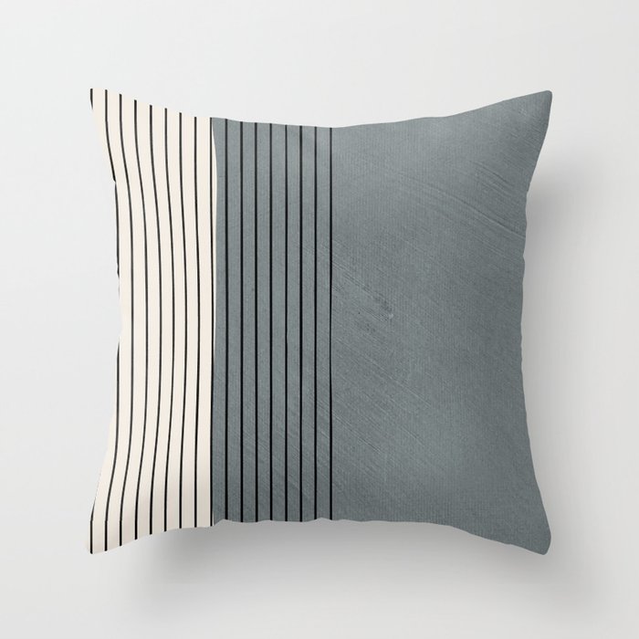 Gray Color Block Black Lines Minimal Artwork Throw Pillow Gallery Image 6