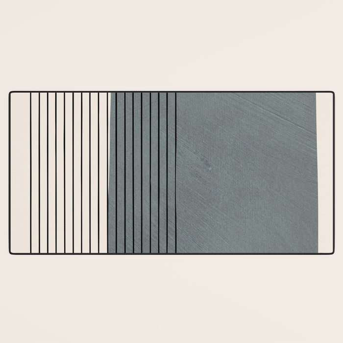 Gray Color Block Black Lines Minimal Artwork Desk Mat Gallery Image 3
