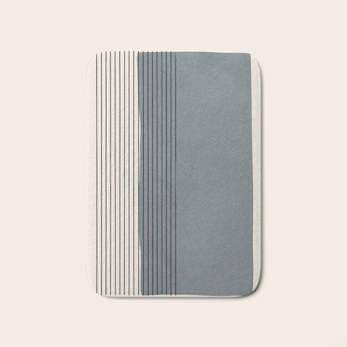 Gray Color Block Black Lines Minimal Artwork Bath Mat Gallery Image 1