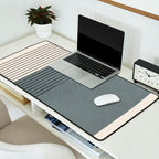 Gray Color Block Black Lines Minimal Artwork Desk Mat Gallery Image 2