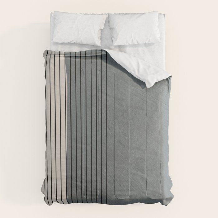 Gray Color Block Black Lines Minimal Artwork Comforter Gallery Image 6