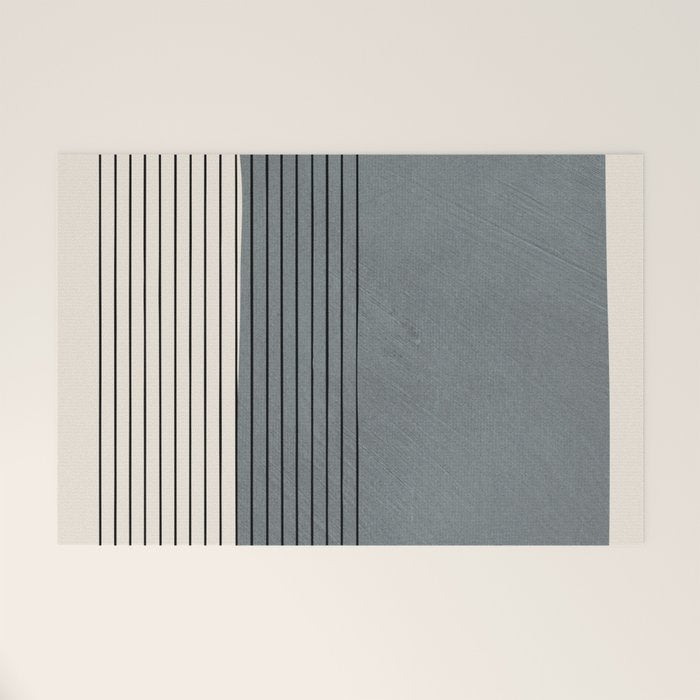 Gray Color Block Black Lines Minimal Artwork Welcome Mat Gallery Image 1