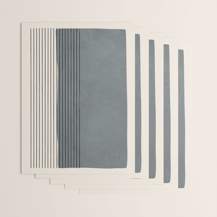 Gray Color Block Black Lines Minimal Artwork Wrapping Paper Gallery Image 3