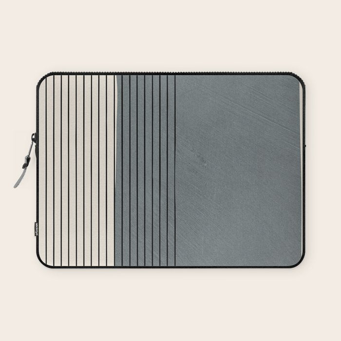 Gray Color Block Black Lines Minimal Artwork Laptop Sleeve Gallery Image 1