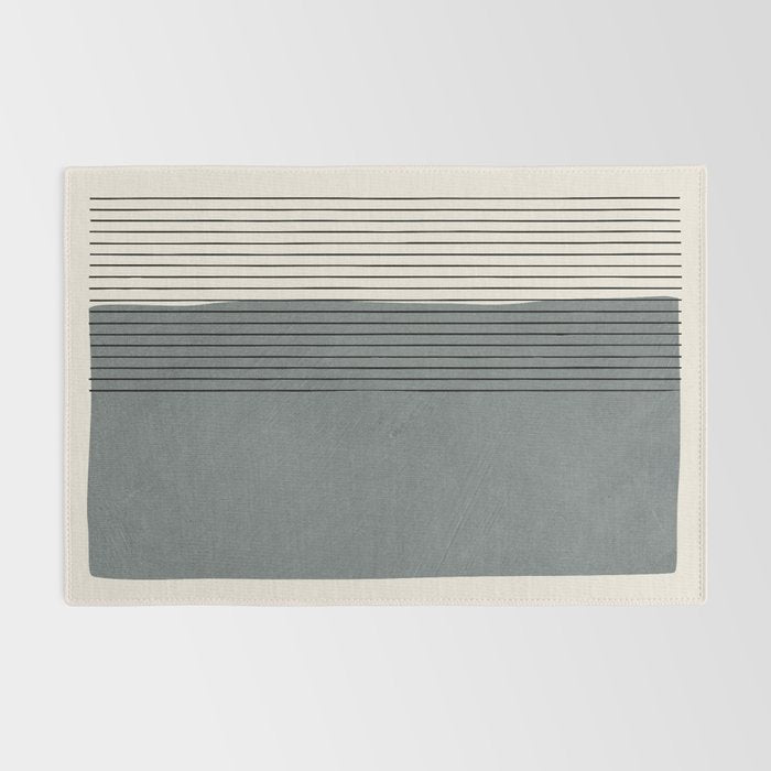 Gray Color Block Black Lines Minimal Artwork Rug Gallery Image 2