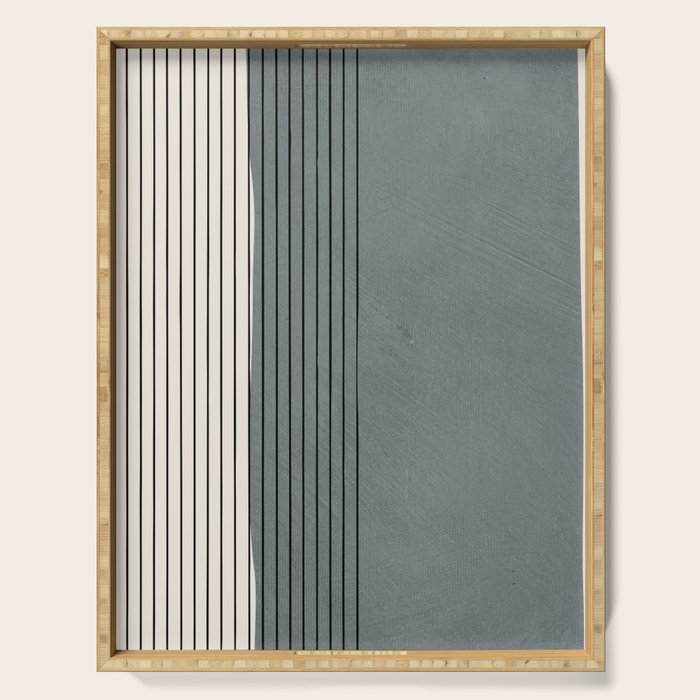 Gray Color Block Black Lines Minimal Artwork Serving Tray Gallery Image 1