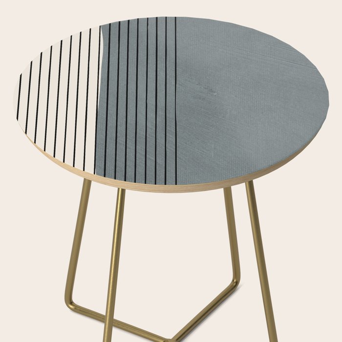 Gray Color Block Black Lines Minimal Artwork Side Table Gallery Image 2