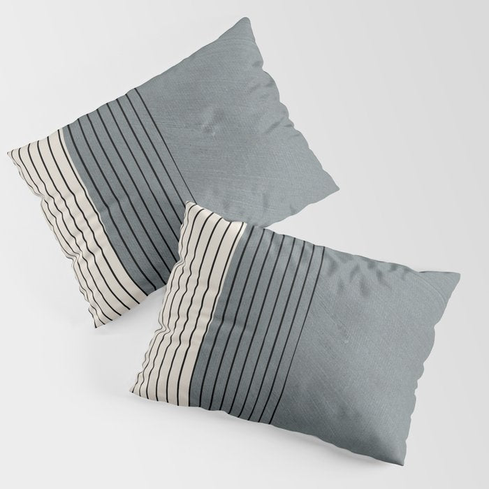 Gray Color Block Black Lines Minimal Artwork Pillow Sham Gallery Image 3