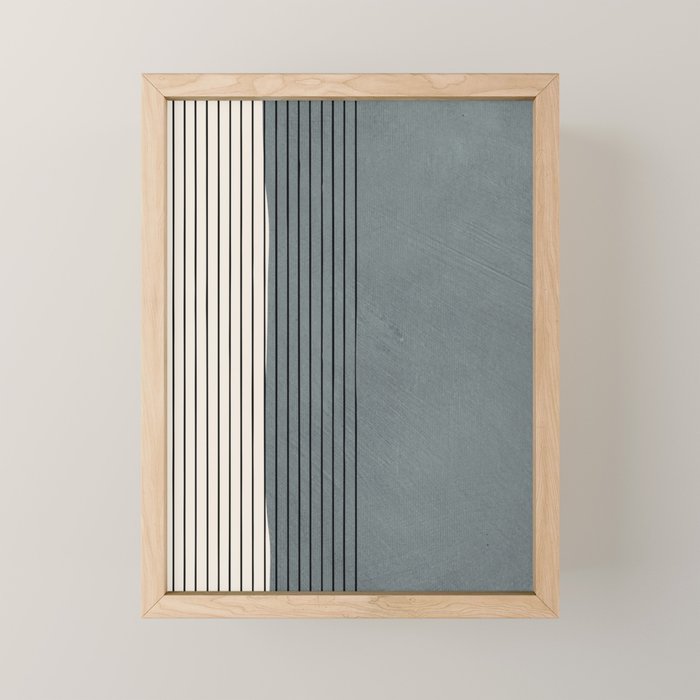 Gray Color Block Black Lines Minimal Artwork Mini Art Print Gallery Image 1