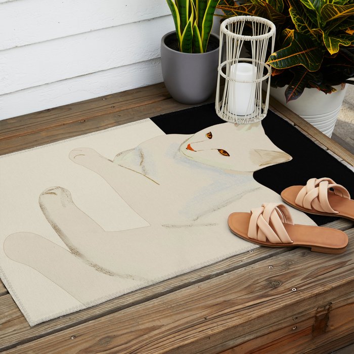 Minimal Abstract Art Cat 6 Outdoor Rug Gallery Image 2