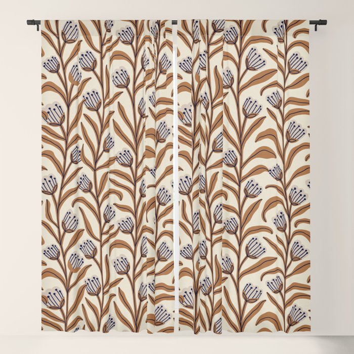 Bellflower Pattern / Brown, Ivory & Grey Window Curtain Gallery Image 1