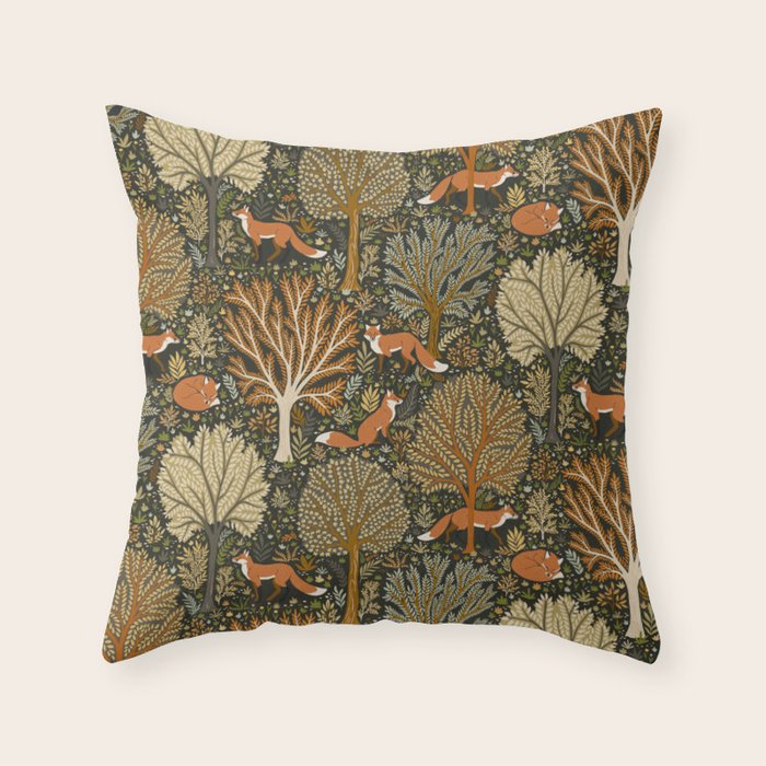 Woodland Fox Throw Pillow Gallery Image 1