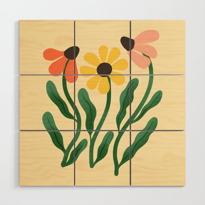 Brown Eyed Susans Flower Market Wood Wall Art Gallery Image 1