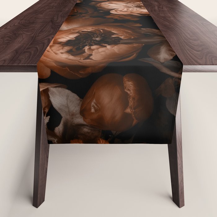 Victorian Grandeur Large Flowers Brown Table Runner Gallery Image 1