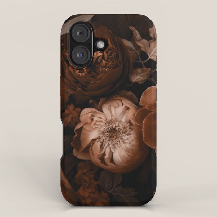 Victorian Grandeur Large Flowers Brown iPhone Case Gallery Image 1