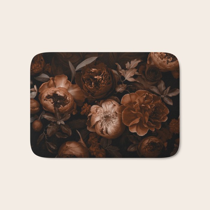 Victorian Grandeur Large Flowers Brown Bath Mat Gallery Image 1