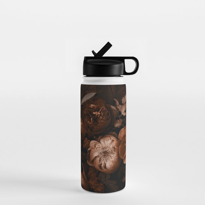 Victorian Grandeur Large Flowers Brown Water Bottle Gallery Image 1