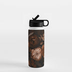 Victorian Grandeur Large Flowers Brown Water Bottle Gallery Image 1