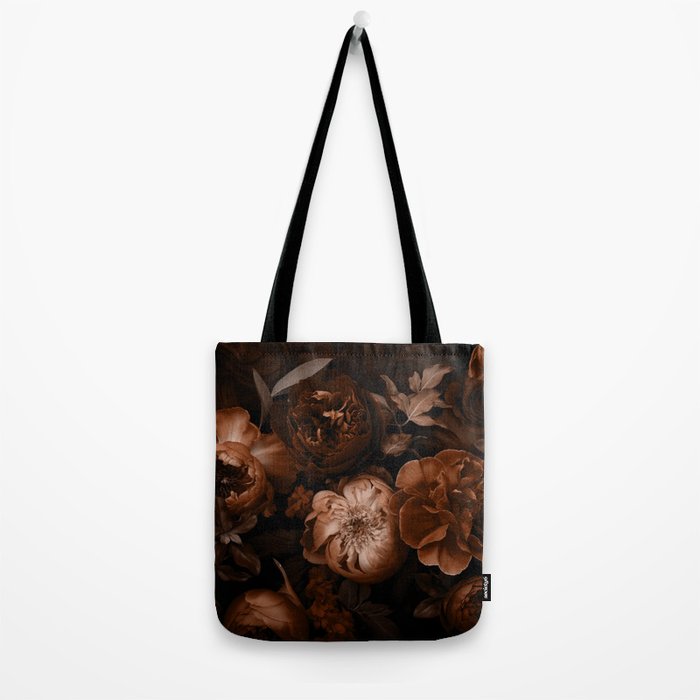 Victorian Grandeur Large Flowers Brown Tote Bag Gallery Image 2