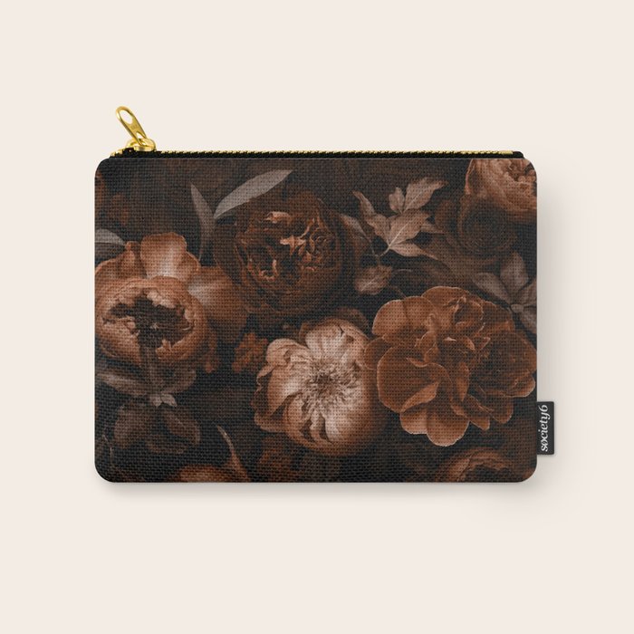 Victorian Grandeur Large Flowers Brown Carry All Pouch Gallery Image 1