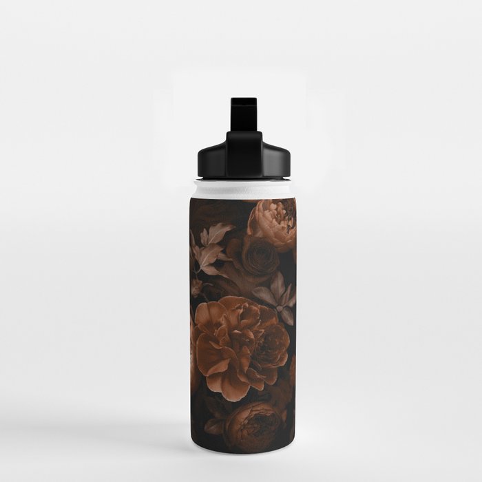 Victorian Grandeur Large Flowers Brown Water Bottle Gallery Image 2