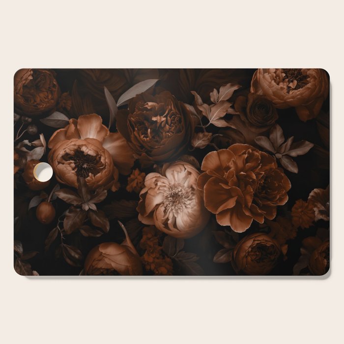 Victorian Grandeur Large Flowers Brown Cutting Board Gallery Image 1