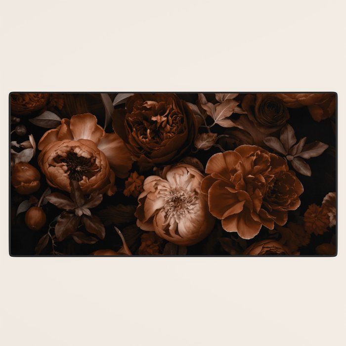 Victorian Grandeur Large Flowers Brown Desk Mat Gallery Image 3