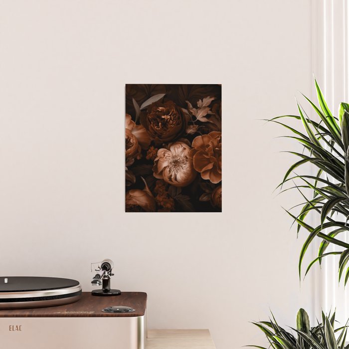 Victorian Grandeur Large Flowers Brown Poster Gallery Image 2