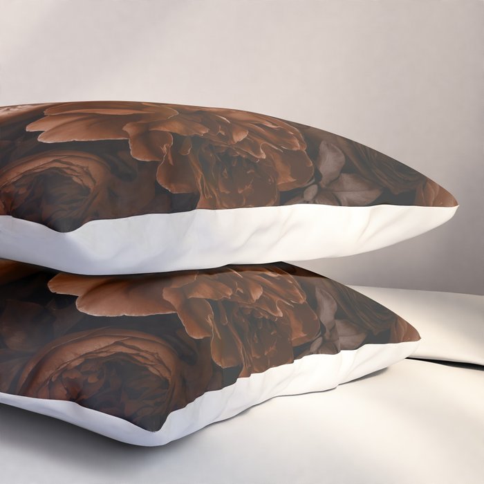 Victorian Grandeur Large Flowers Brown Pillow Sham Gallery Image 3