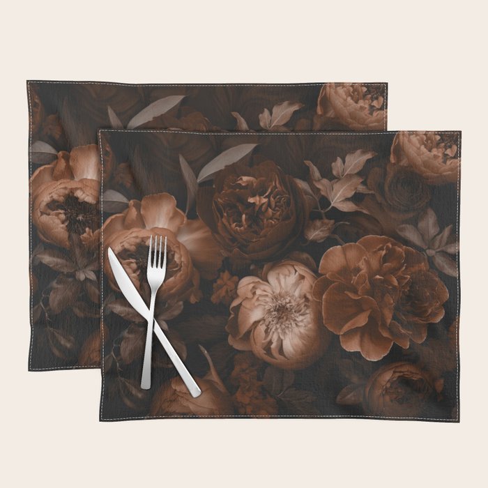 Victorian Grandeur Large Flowers Brown Placemat Gallery Image 1