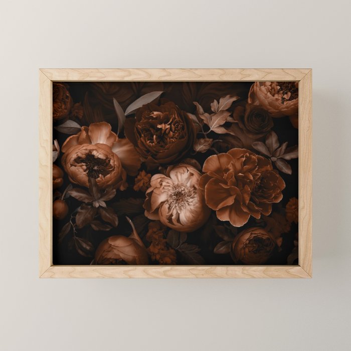 Victorian Grandeur Large Flowers Brown Mini Art Print Gallery Image 1