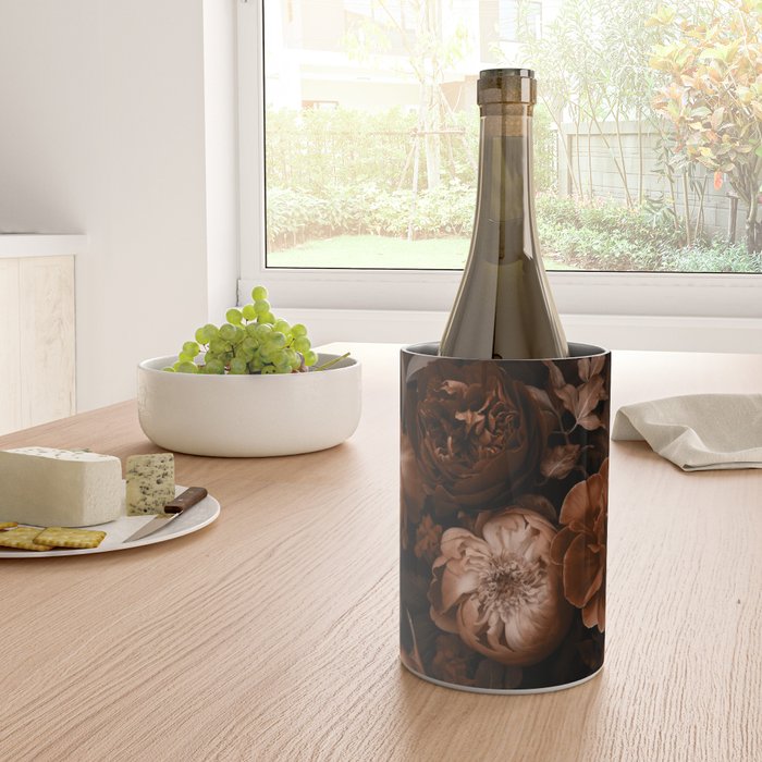 Victorian Grandeur Large Flowers Brown Wine Chiller Gallery Image 4