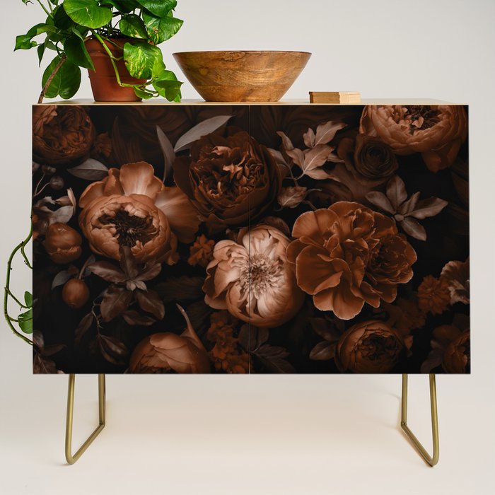 Victorian Grandeur Large Flowers Brown Credenza Gallery Image 1