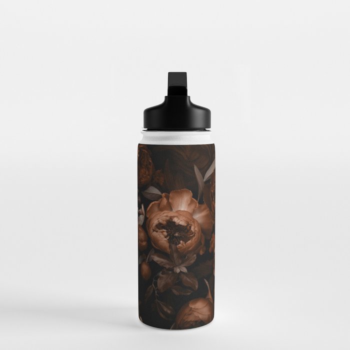 Victorian Grandeur Large Flowers Brown Water Bottle Gallery Image 3