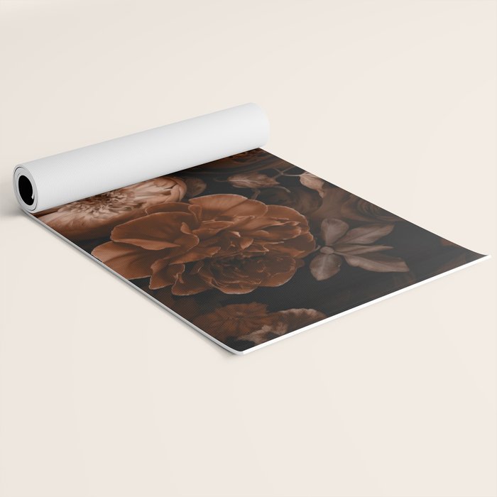 Victorian Grandeur Large Flowers Brown Yoga Mat Gallery Image 2