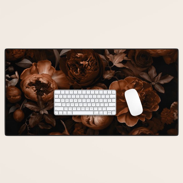 Victorian Grandeur Large Flowers Brown Desk Mat Gallery Image 1