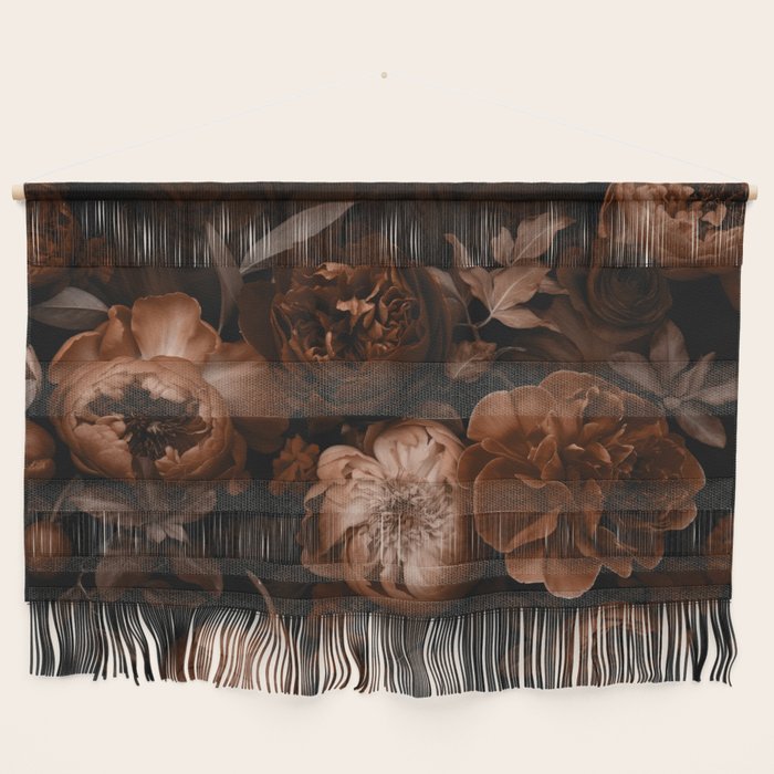 Victorian Grandeur Large Flowers Brown Wall Hanging Gallery Image 1