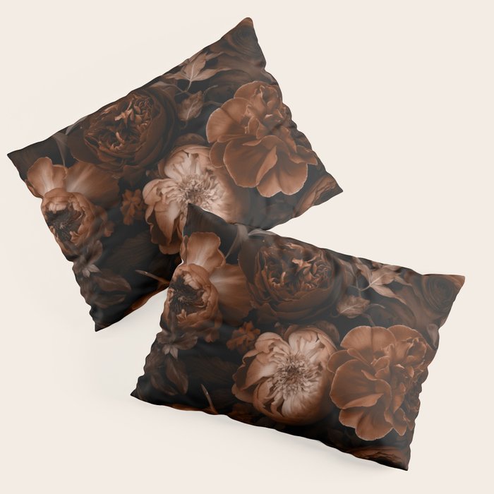 Victorian Grandeur Large Flowers Brown Pillow Sham Gallery Image 3