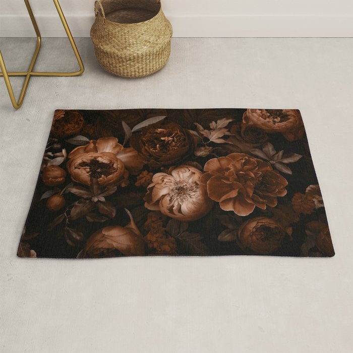 Victorian Grandeur Large Flowers Brown Rug Gallery Image 1