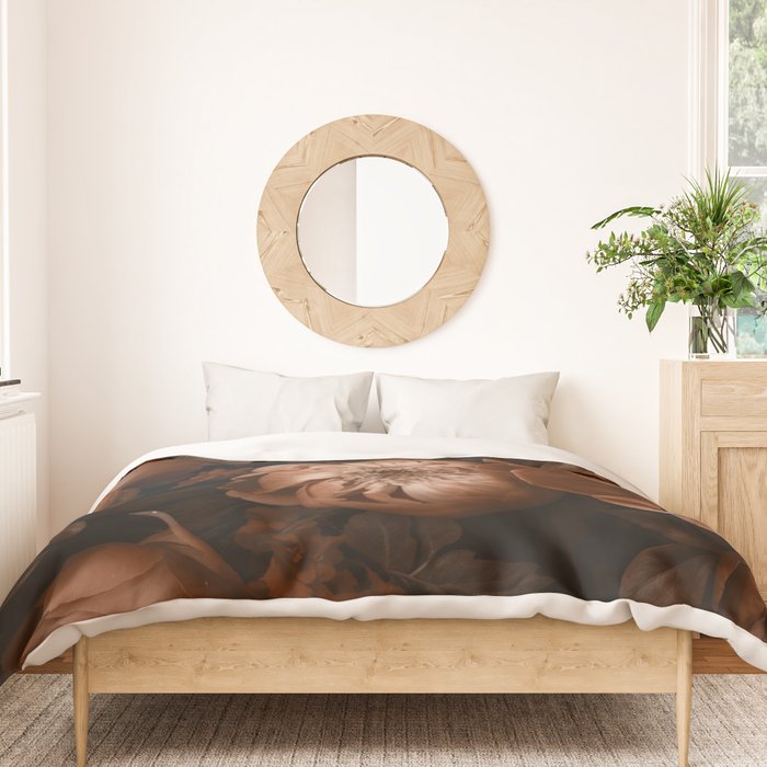 Victorian Grandeur Large Flowers Brown Duvet Cover Gallery Image 3