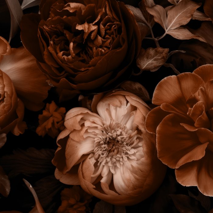 Victorian Grandeur Large Flowers Brown Coffee Mug Gallery Image 2