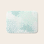 Floral Blooms, Soft Teal and Mint Bath Mat Gallery Image 1