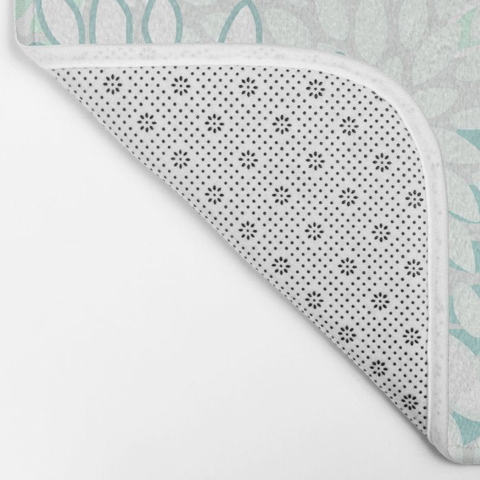 Floral Blooms, Soft Teal and Mint Bath Mat Gallery Image 2