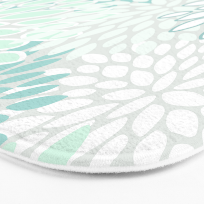Floral Blooms, Soft Teal and Mint Bath Mat Gallery Image 3