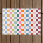 Checkered Retro Colorful Check Pattern Outdoor Rug Gallery Image 1