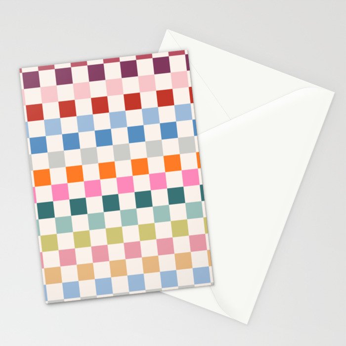 Checkered Retro Colorful Check Pattern Stationery Card Gallery Image 2