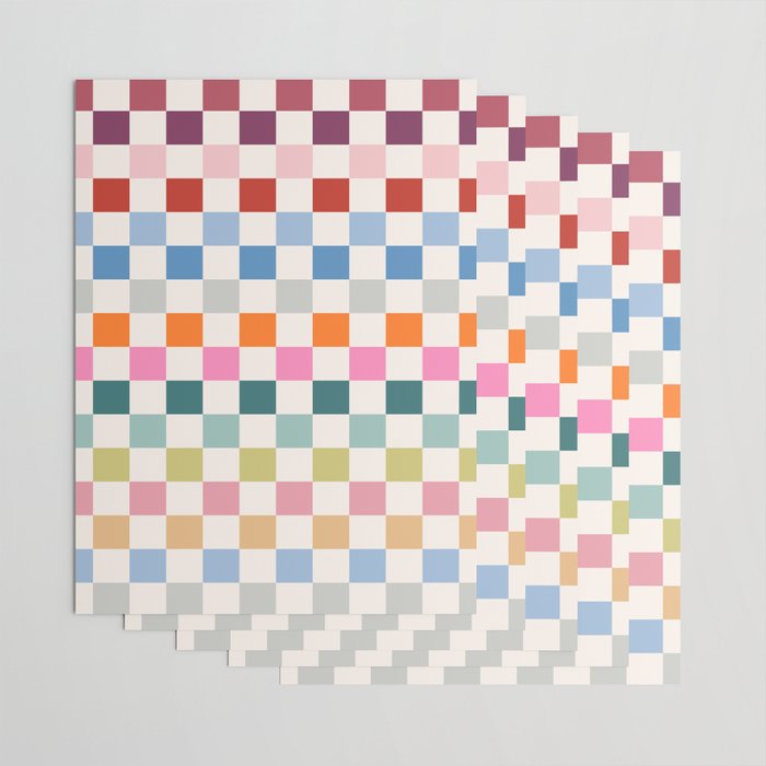 Checkered Retro Colorful Check Pattern Wrapping Paper Gallery Image 3
