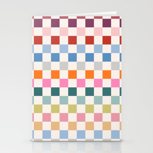 Checkered Retro Colorful Check Pattern Stationery Card Gallery Image 2