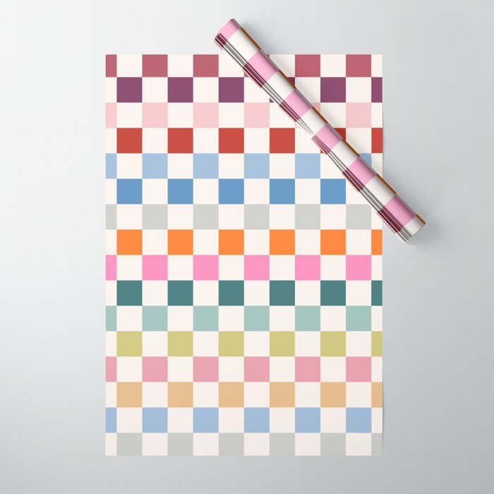 Checkered Retro Colorful Check Pattern Wrapping Paper Gallery Image 1